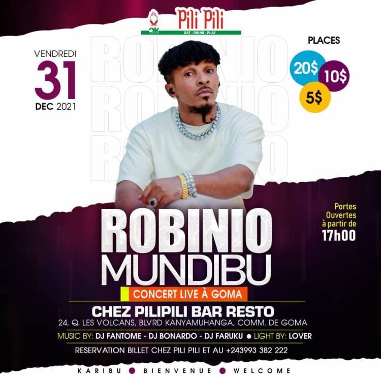 Robinio Mundibu à Goma pour un show au Resto-Bar Pilipili