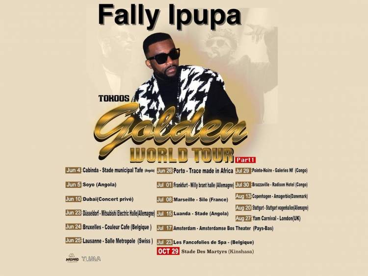 Voici l'agenda de la première partie de la tournée de Fally Ipupa "Tokooos Golden World Tour"