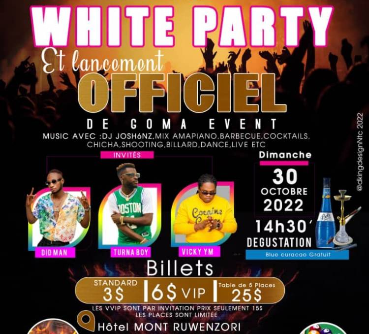 White Party pour le Lancement officiel de Goma Event à l'hôtel Mont-Ruwenzori