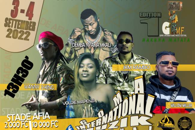 Goma International Muzik Festival : Wanny S-King, Willow Miller, Demba Nyama Mkali, Voldie Mapenzi et Jkm Rambo à l'affiche pour faire bouger tout Goma !