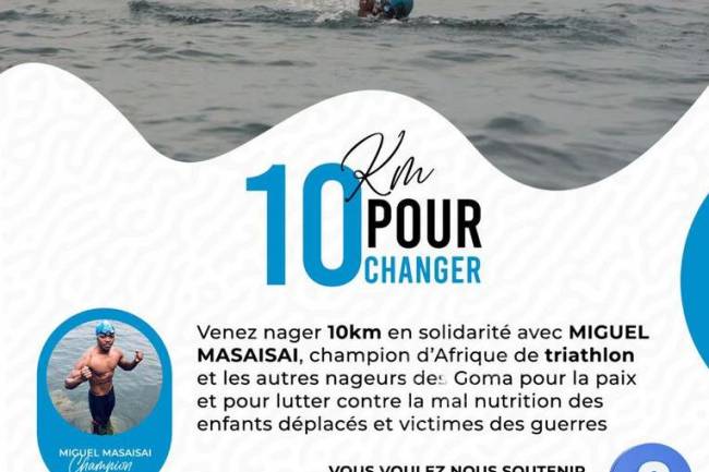 10 Km de nage avec Miguel Masaisai sur le lac Kivu pour ce 16 juillet